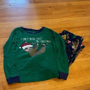 Green Sloth Christmas Pajama Set (Size 10)